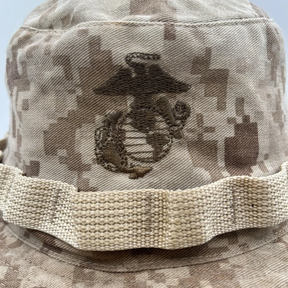 USMC Marine Corps MARPAT Desert Boonie Hat Small SEKRI Camo Wide Brim Chin Strap - Picture 2 of 9
